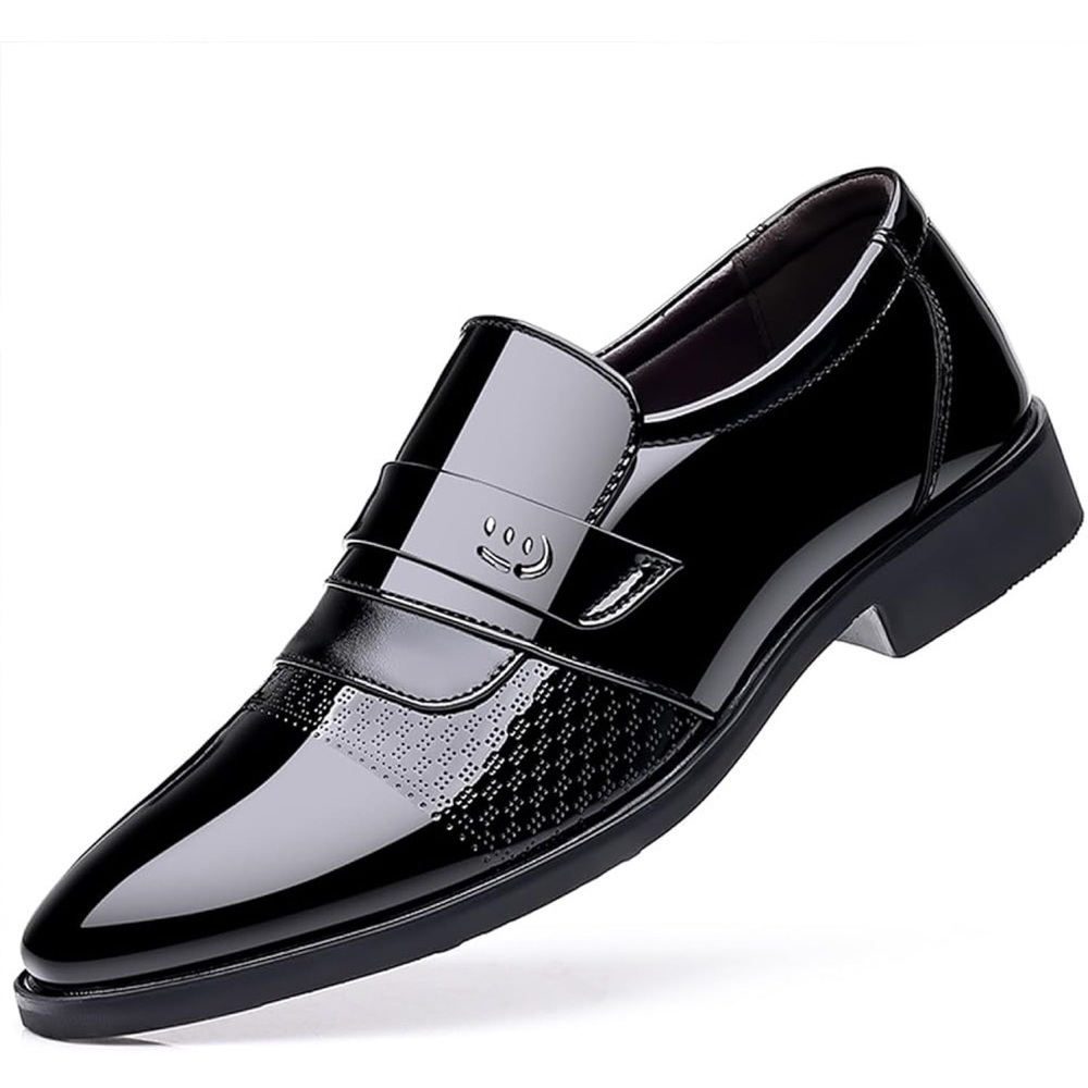 Kixshopping Mens Oxford Dress Shoes Slip On Business Formal Tuxedo Black Size 10